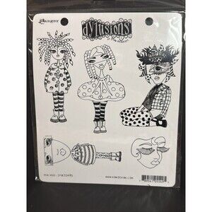 Dylusions Stamp set Ranger Mini Moo odd weird quirky kitsch stamps red rubber